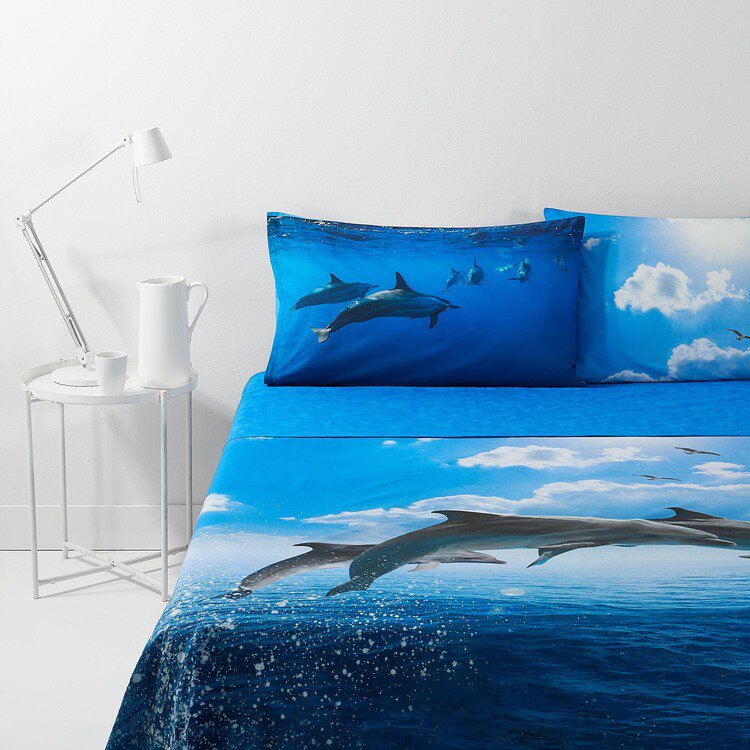 Completo lenzuola Delfini Flipper Azzurro
